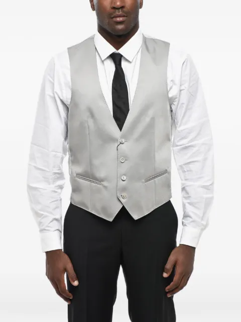 Corneliani satin-finish welt-pocket waistcoat Grey 83CZ359167100022