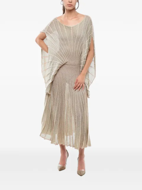 Stella McCartney lurex midi dress with sculptural design and wide cape-effect sleeves Neutrals 600922S2188