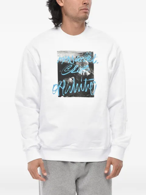 Off-White logo-print crew-neck sweatshirt White OMBA057F22FLE0080110