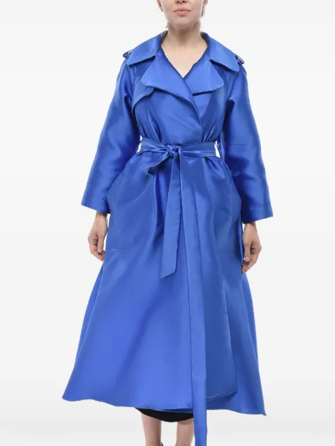 SUPER BLOND satin-finish belted trench coat Blue TRENCHLANVINBLUETTE