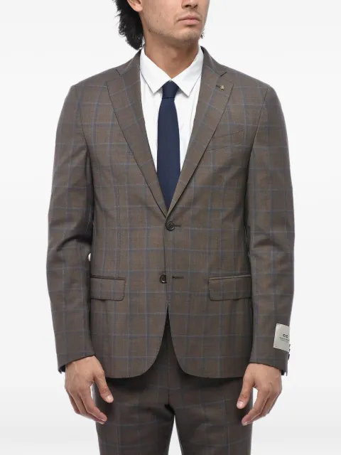 Corneliani checked single-breasted suit Brown 277Z462767421033