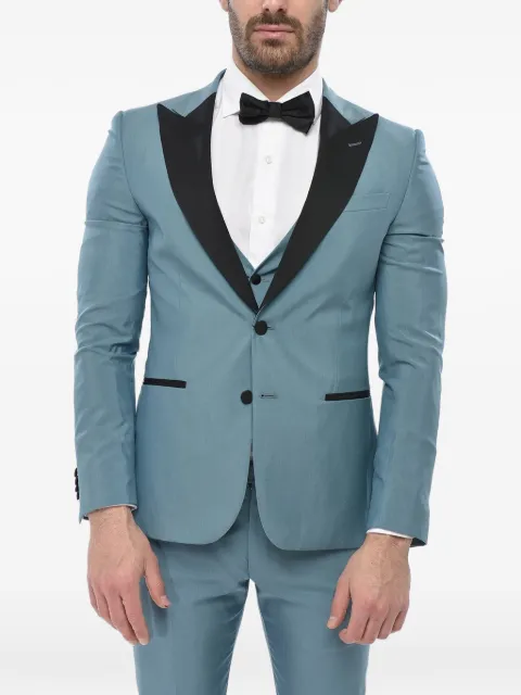 Corneliani contrast-trim single-breasted suit Blue 938T699398265052
