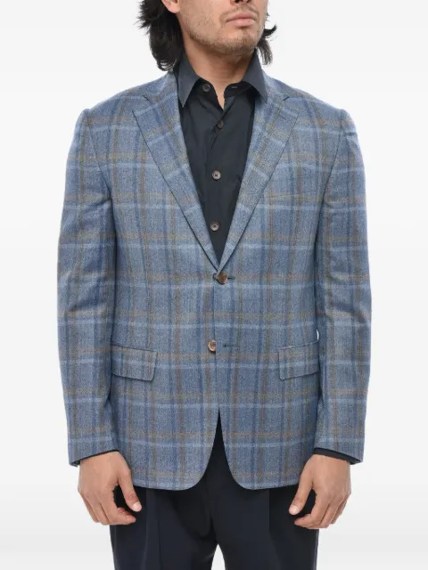 Corneliani checked single-breasted blazer Blue 946G479416309003