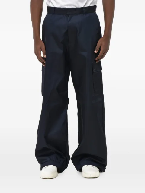 Off-White embroidered drawstring-hem cargo trousers Blue OMCF037F23FAB0054747