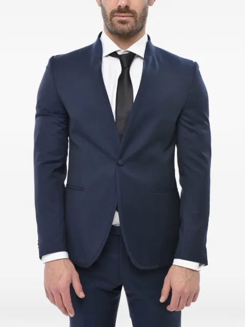 Corneliani single-breasted mandarin-collar suit Blue 937T659398150002