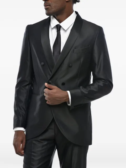 Corneliani double-breasted shawl-lapel suit Black 857Z190167126004