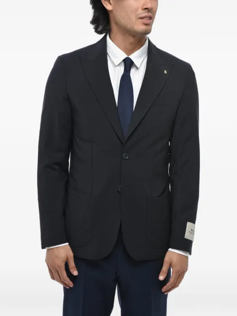 Corneliani logo-patch single-breasted blazer Blue 27XZ512768563001