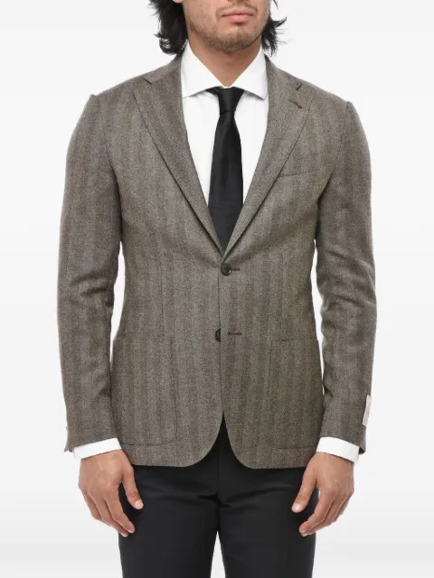 Corneliani herringbone single-breasted blazer Brown 94XZ239466385030
