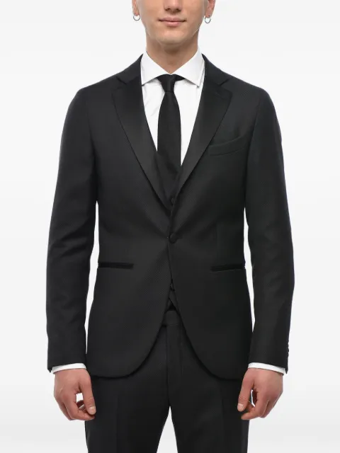 Corneliani three-piece jacquard suit Black 858Z170167158090