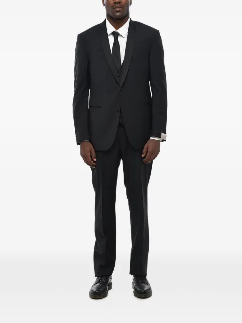 Corneliani satin shawl-lapel three-piece suit Black 8580780118261020