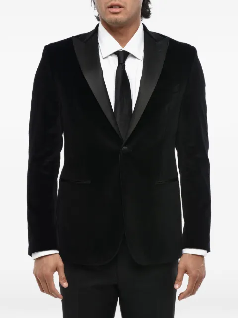 Corneliani peak-lapel velvet suit jacket Black 946T209498500020