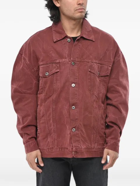Off-White garment-dyed patch-pocket denim jacket Red OMEV015F23FAB0012900