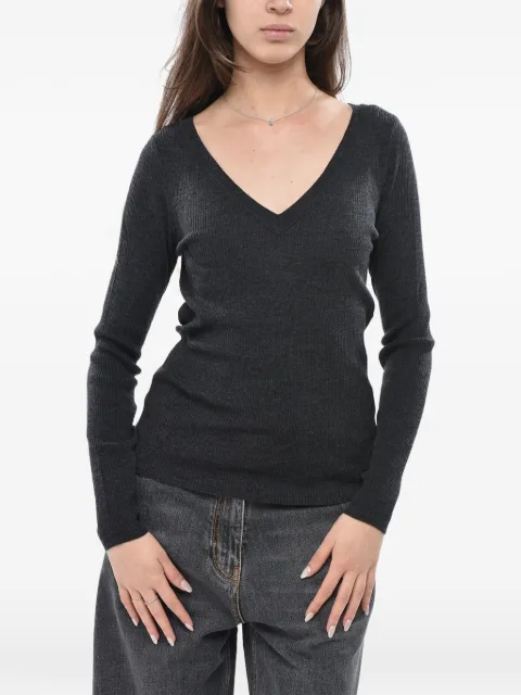 P.A.R.O.S.H. ribbed-knit V-neck sweater Grey LEILA24D511583