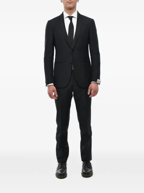 Corneliani satin-lapel virgin-wool suit Black 8370889118237