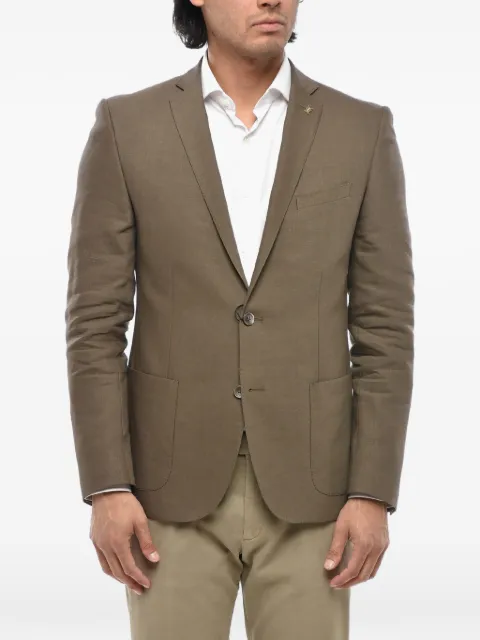 Corneliani CC Collection patch-pocket linen-blend blazer Brown 856Z430168471035