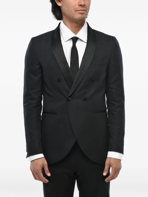 Corneliani CC Collection double-breasted shawl-lapel blazer Black 876Z191166104091