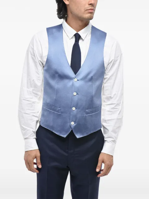 Corneliani Cerimonia Academia satin-finish silk waistcoat Blue 89C0612117180004