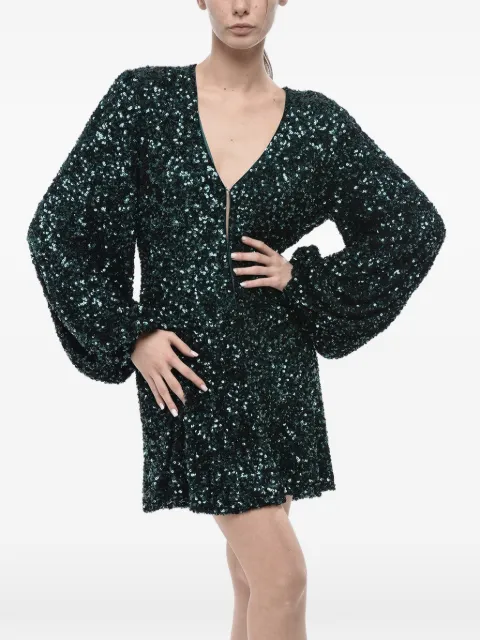ROTATE BIRGER CHRISTENSEN sequinned balloon-sleeve dress Green 1115812868SEAMOSS
