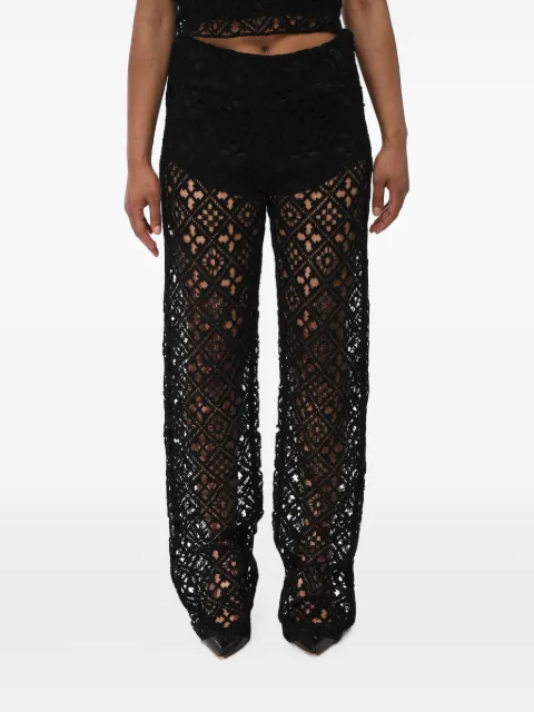 Off-White crochet-knit palazzo trousers Black OWCA189G23KNI0011000