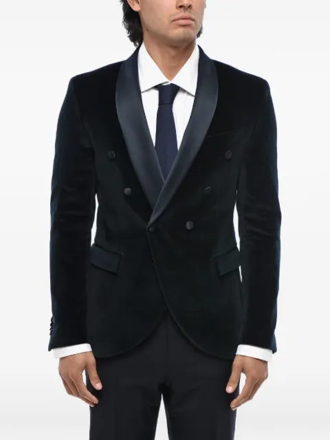 Corneliani double-breasted velvet blazer Blue 946T689498500