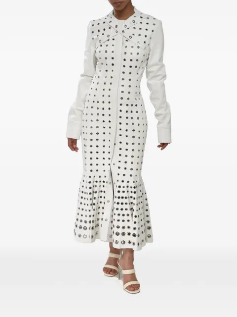Off-White eyelet-embellished belted midi dress White OWJH014F23LEA0010100