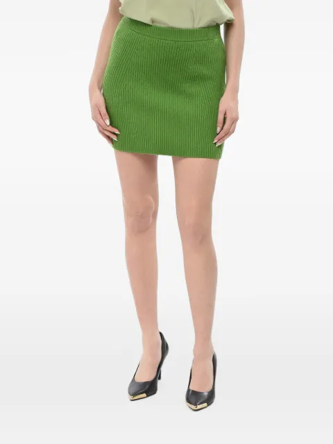 Max Mara mini ribbed-knit elasticated-waist skirt Green TEIERA2422306012003