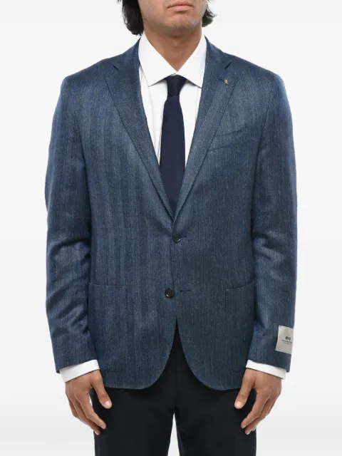 Corneliani CC Collection single-breasted herringbone blazer Blue 27XZ172766348002