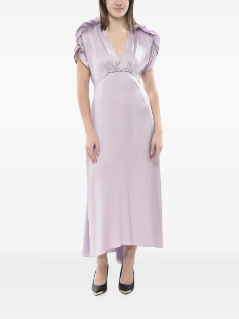 Victoria Beckham ruffled satin midi dress Purple 1324WDR005613APLPE