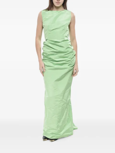 SUPER BLOND ruched open-back maxi dress Green DRESSDVNVERDE
