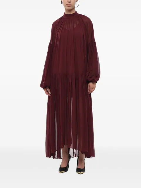 Stella McCartney Tiffany flared dress sheer with slip Red 541743SLA616142