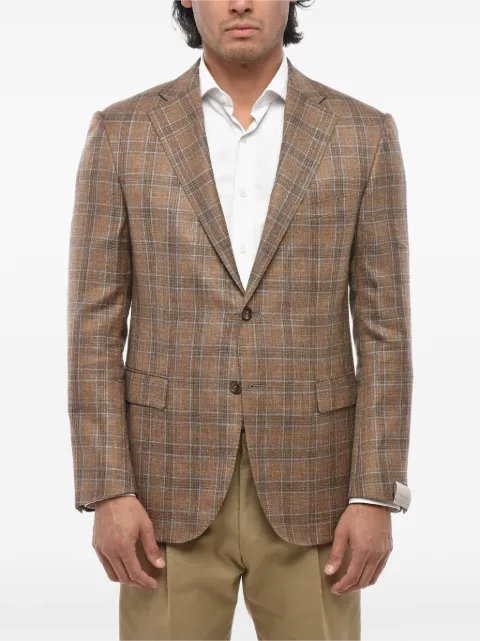 Corneliani Academy check-pattern blazer Brown 85X2750116226