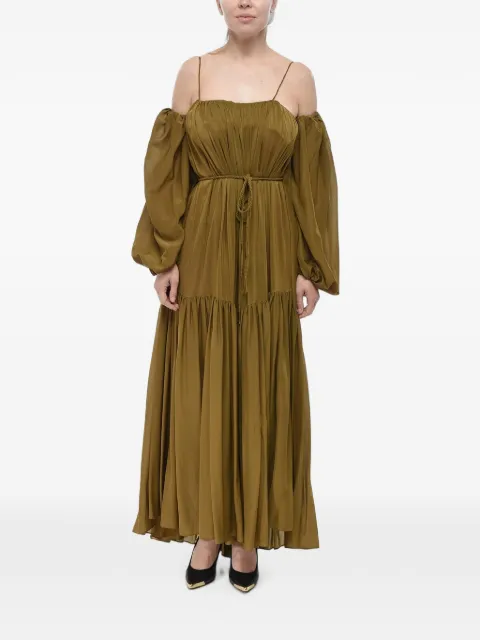 SUPER BLOND ruffled puff-sleeve maxi dress Green DRESSCBVER