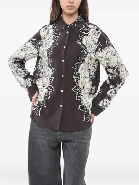 P.A.R.O.S.H. floral-print asymmetric shirt Brown D381239886