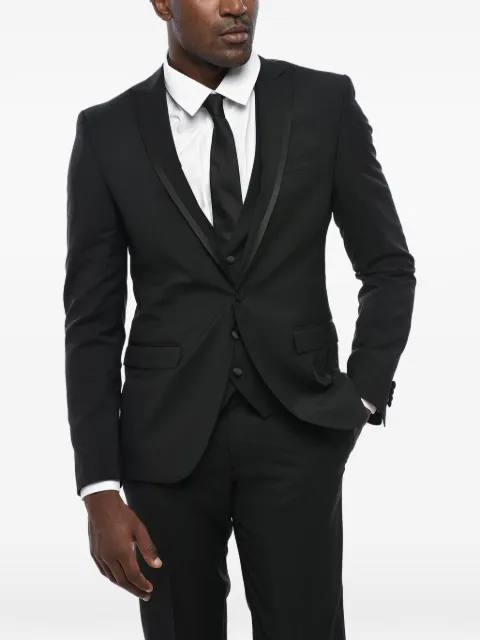 Corneliani peak-lapel three-piece suit Black 938T579394135
