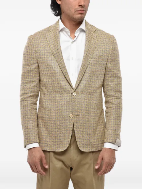 Corneliani gingham linen-blend blazer Yellow 87XY701116296036