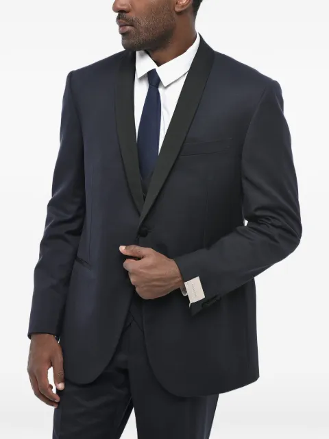 Corneliani satin-trim shawl-lapel three-piece suit Blue 8580780118126
