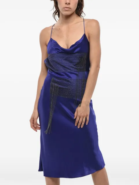 Stella McCartney chain-embellished satin slip dress Blue 6A00823AU3095003