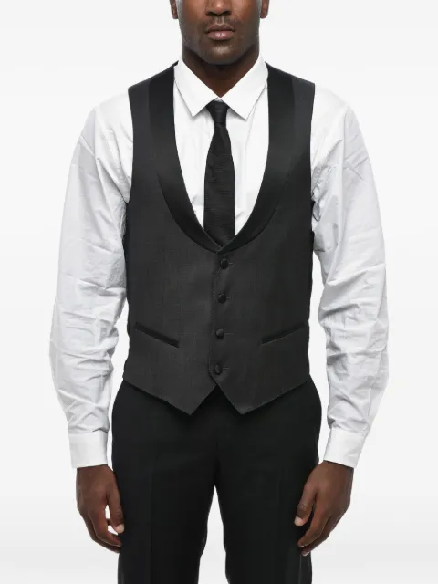 Corneliani satin-lapel virgin wool waistcoat Grey 93CT009397158017