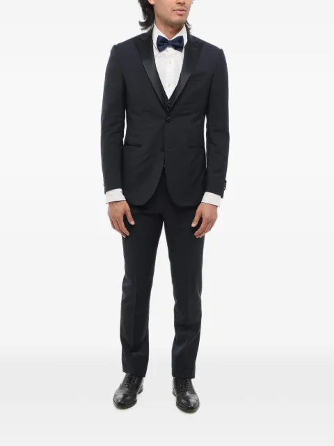 Corneliani peak-lapel three-piece suit Black 9189023194135002