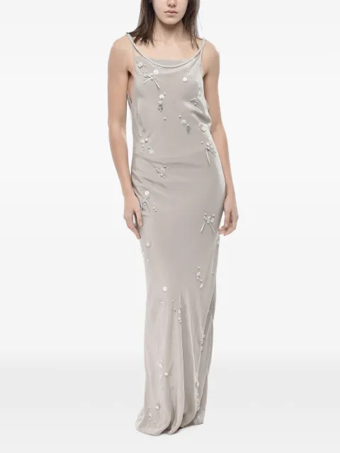 Bernadette sequin-embellished pearl-strap maxi dress Grey HS25RTWDRESSPEAEMBF53