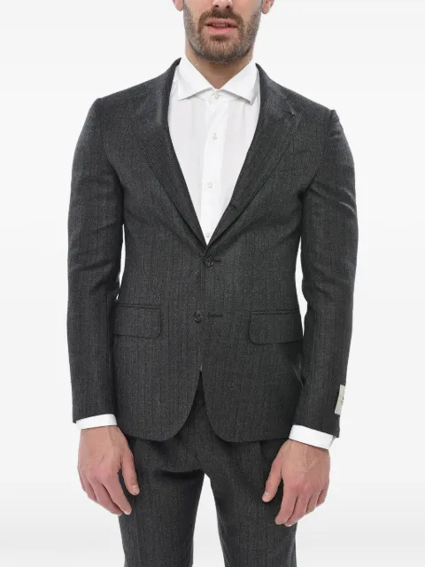 Corneliani virgin wool herringbone suit Grey 947Z649467246013
