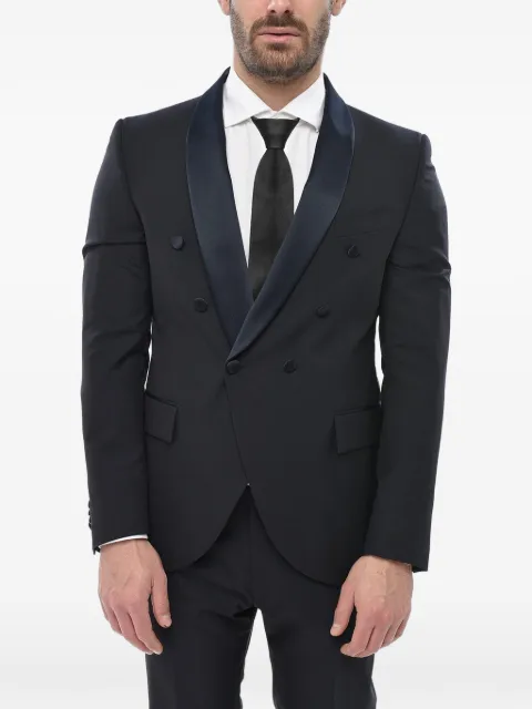Corneliani double-breasted shawl-lapel suit Blue 937T689398414001