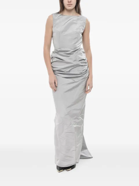 SUPER BLOND ruched silk maxi dress Grey DRESSDVNGRIGIO