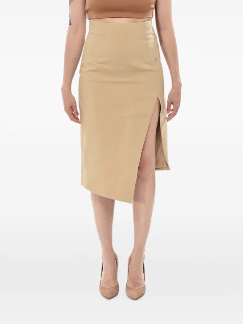 Off-White logo-embroidered slit-detail skirt Neutrals OWCC101G23FAB0016161