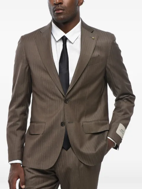 Corneliani virgin wool jacquard suit Brown 277Z632767306030