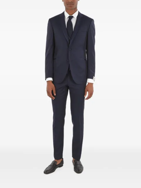 Corneliani satin-detail wool three-piece suit Blue 8580830118126002