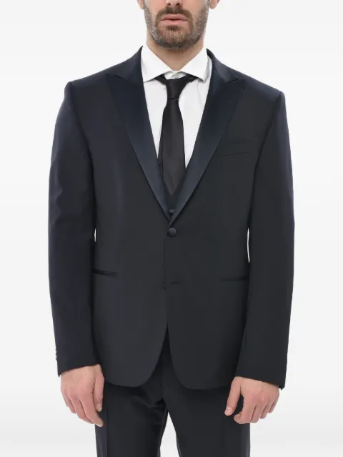 Corneliani satin-lapel three-piece suit Blue 938T609398520001