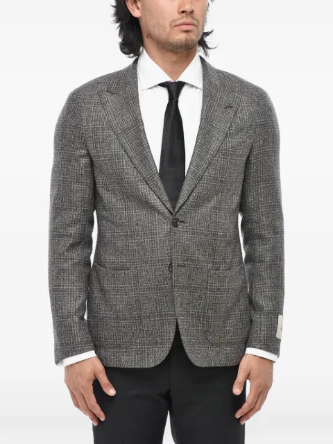 Corneliani District Check peak-lapel blazer Grey 94XZ419466230013