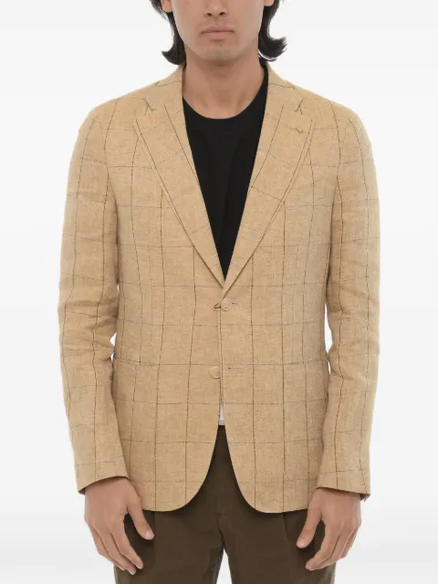 Corneliani windowpane-pattern linen blazer Neutrals 856Z820166913034