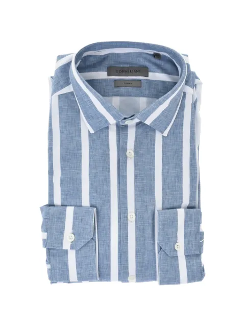 Corneliani striped slim-fit shirt Blue 91P0783111477001